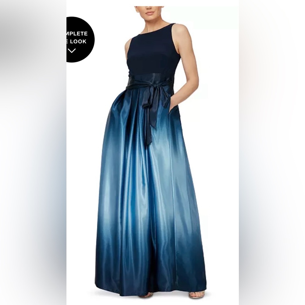 SL Fashions Navy Blue Ombre Gown
